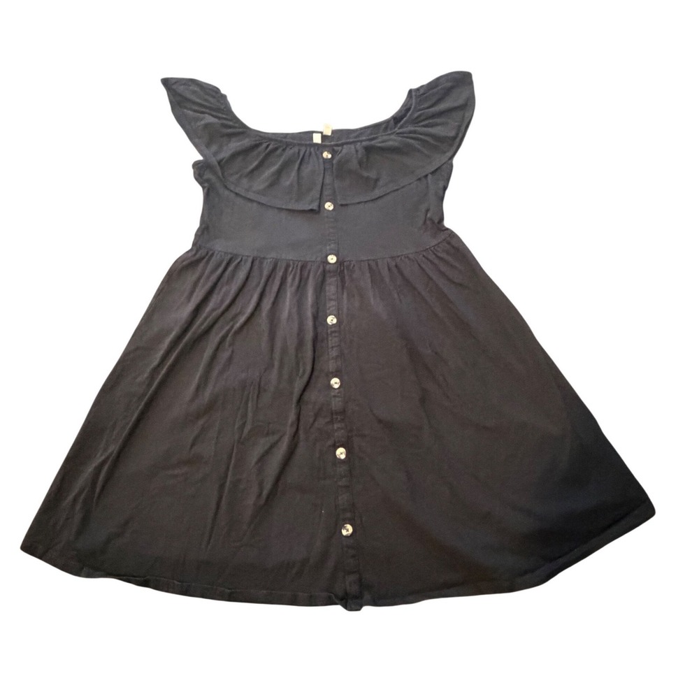 ASOS Black Cotton Ruffle Collar Button Front Mini Dress Womens Size 16 US
